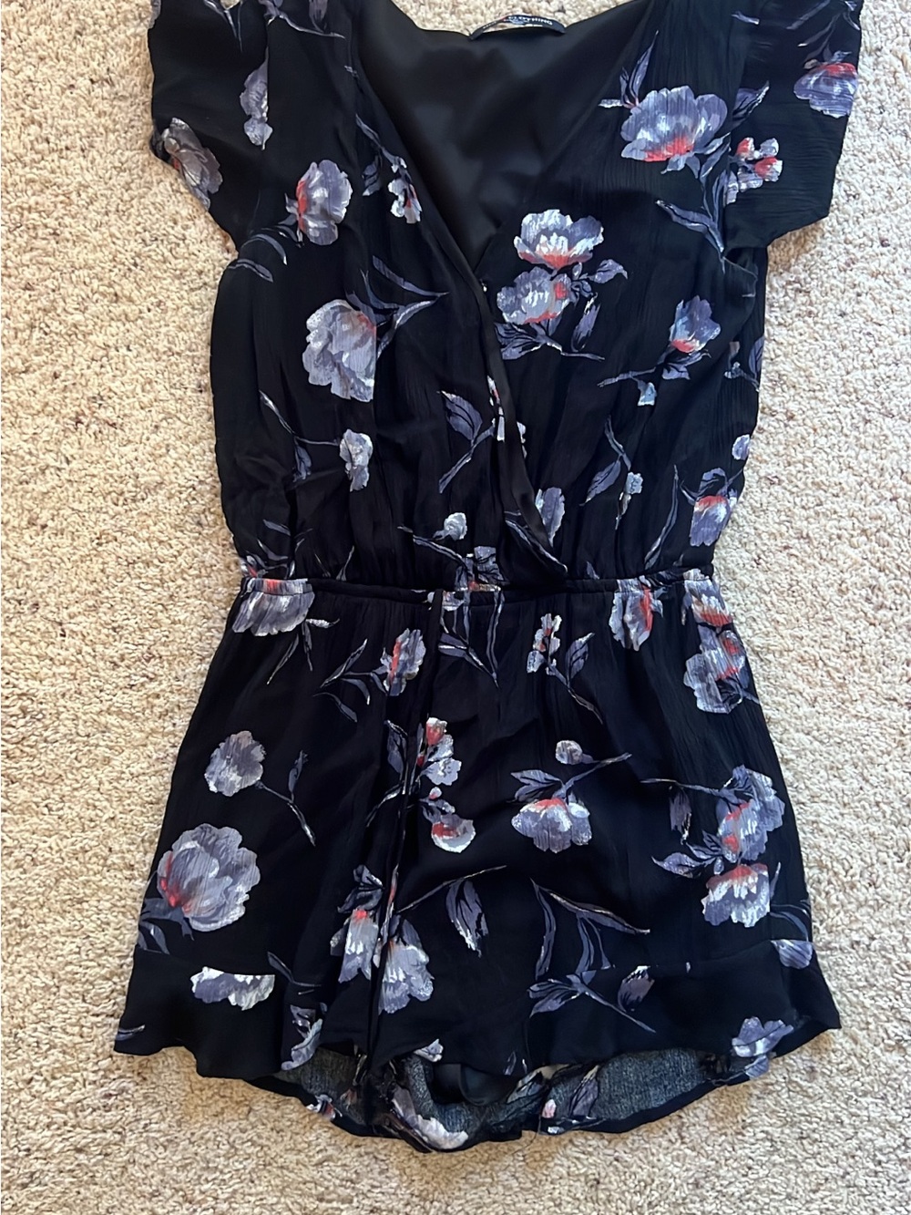 Black Floral One-Piece Romper